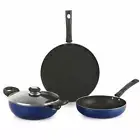Induction Base Non-Stick Aluminium Cookware Set 3 Pieces Blue