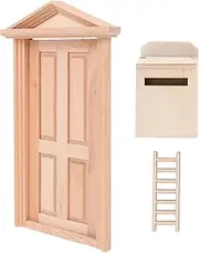 ibasenice Dollhouse Decor Mailbox 1:12 Scale Mini Home Decor DIY Kit Wooden Door White Embryo Craftwork for Boys and Girls
