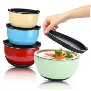 Double Wall Stainless Steel Mixing Bowls with Airtight Lids (Set of 4)