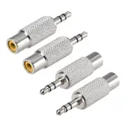 3.5mm Male to RCA Female Stereo Audio Video Adapter Converter Zinc Alloy 4Pcs