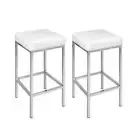 Artiss Deluxe Bar Stools Set of 2, White PU Leather, Chrome, Footrest, Kitchen