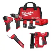Milwaukee Hammer Drill + Impact Driver w/ 23-G Pin Nailer + Multi-Tool Combo Kit