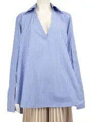 Blue Striped V Neck Shirt
