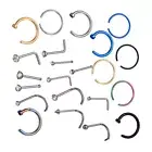 Mix 22pcs Stud Nose Ring Hoop Septum Helix Nostril Piercing Labret Lip Cartil P3