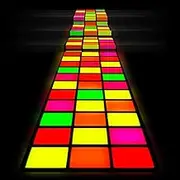 118 x 39 Inch Neon Light up Dance Floor Glow in The Dark Runner Rug UV Reactive Blacklight Rug Colorful Fluorescent Aisle Runners for 80s 90s Neon Birthday Party Decorations(Rectangles)
