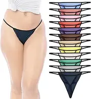 [Sexy Basics] Women's 12 Pack Ultra-Soft Cotton Stretch G String Bikini T-Back Thong Underwear/No Show Panties