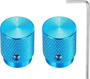 uxcell 2 Pcs Aluminium Potentiometer Knobs, 1/4"(6mm) IDx1/2(12.5mm) ODx5/8(16mm) Height Universal Volume Tone Control Knobs for Guitar, Bass, Oval Indicator, Blue