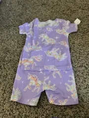 Bundles Pajama Unicorn Purple Top And Shorts Size 9-12 Months