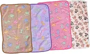 TOYANDONA 4pcs Paw Print Dog Blanket Warm Fleece Mat for Cats Dogs Lint Cozy Sleep Mat Dual Sided Design for All Seasons Soft Pet Bed for Sofa Cage