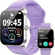 Smart Watch, Smartwatches for Men Women, 1.85" HD Fitness Tracker (Answer/Make Calls), 120+ Sport Modes, IP68 Waterproof Fitness Watch, Heart Rate/Sleep Monitor, Smartwatch for Android iOS (Purple)