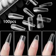 Clear Coffin Nail Tips Full Cover Nail Tips Acrylic Nail Tip Press On 100pcs