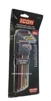 BRAND NEW 13 PC METRIC COLOR CODED L-SHAPED ALLEN WRENCH BALL END HEX KEY SET