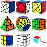 Speed Cube Set Puzzle Cube 9 Pack Magic Cubes Pyraminx Pyramid