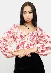 [Glamorous] Peach Pink Floral Top