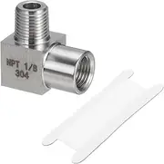 uxcell Square 90 Degree Barstock Street Elbow 1/8 Inch NPT Male to 1/8 Inch NPT Female 304 Stainless Steel Pipe Fitting with PTFE Tape, Silver Tone