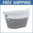 Multi-Functional Round Grey Wicker Storage Basket with Handles & Washable Liner