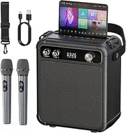 Karaoke Machine for Adults, Bluetooth Speaker with 2 Wireless Microphones for Children with LED Lights, Karaoke Microphone with PA System, Supports TF Card/USB/FM/AUX/TWS for Party