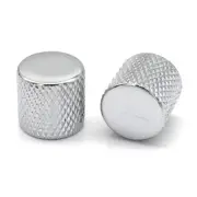 2Pcs Metal Flat Top Guitar Knobs Guitar Volume Tone Speed Control Knobs Silver