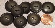 8 Shiny Dark Grey Sew-through Plastic Buttons 22mm 7/8" # 7828