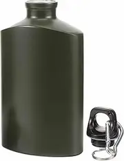 POPETPOP Flat Water Bottle for Travel: 500ml Aluminum Alloy Flask With Hook for Camping, Travelling, Hiking