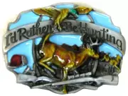 Belt Buckle "I'd Rather Be Hunting" Fit 4 cm Wide Belt. Free Shipping!