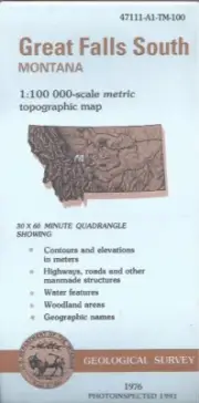 USGS 1:100,000 edition topographic map Great Falls South Montana