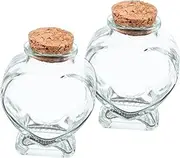 VALICLUD 2pcs Love Glass Bottle 50ml Small Sample Bottles Wide Mouth Decorative Jars Cork Stopper for Diy Storage