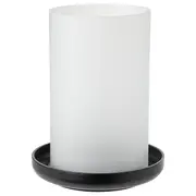 HEDERVÄRD lantern, frosted glass/black, 22 cm