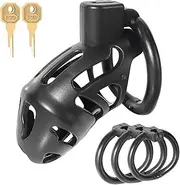 Male Lightweight Cock Chastity Cage Sex Toys- Chastity Device Locked with 3 Active Sizes Rings & 2 Keys & Invisible Lock, Adult Sex Toys & Games for Men Penis Exercise and Abstinence (Black)