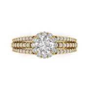 14K Yellow Gold Halo Promise Ring, 1.83 ct Round Cut Simulated Diamond
