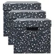 3PK Marbig Patterned 41.5cm Archive Box Document Holder w/ Lid Storage Terrazzo