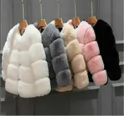 Kids Faux Fur Baby Thick Parka Girl Warm Coat Jacket Coat Outerwear Children Pink 120CM