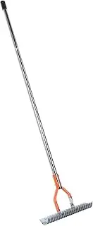 14.7 Inch Thatch Rake, Thatch Rake for Lawns, Lawn Thatching Rake, Heavy Duty Thatch Rake with Handle, Metal Dethatcher Rake, Steel Metal Rake for Lawn Garden Yards (4 Sections)