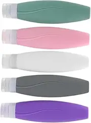 WOONEKY 5pcs Silicone Travel Toiletries Bottles Leakproof Containers for Shampoo and Conditioner Squeeze Design Travel for Liquids