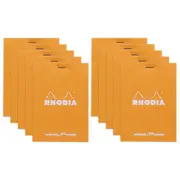 10x Rhodia No12 Top Stapled Pocket Notepad Office Stationery Note Dot Grid ORNG