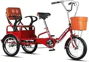 Three Wheel Bike, Adult Tricycle with Shopping Basket Folding Tricycle Three Wheel Bike 16inch Trike Bike Bicycle for Recreation Shopping Men's Women's Bike Cycling Pedalling