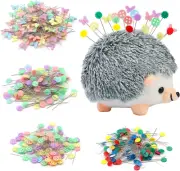 400 Pieces Flat Head Straight Pins Hedgehog Pincushion Kit, Cute Pincushion with