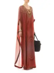 SZ 4 DIANE von FURSTENBERG Bohemian Clare Bead Tech Lantern Dot Russet Maxi $980