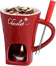 Chocolate Fondue Mug Set | Hot Pot Ceramic Melting Cup Chocolate Fondue Mug,Butter Warmer Heating Tea Light Melting Pot for Candy & Caramel