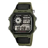 在飛比找蝦皮商城優惠-【CASIO】10年電力電子錶款 軍事風格 帆布錶帶AE-1