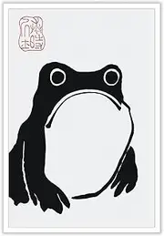 [Rubeoxn] Haus And Hues Japandi Style Frog Poster Retro Minimalist Matsumoto Hoji Black And White Toad Wall Art Funny Toad Ukiyo Animal Printed Matter For Home Bedroom Dorm Wall Decor 12x16in Unframed