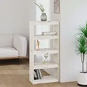 Book Cabinet/Room Divider White 60x30x135.5 cm Solid Wood Pine, Home Office Shelving