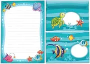 Writing Paper Set Letter Pad with Envelope for Children Fish Girls Boys Boys (A5 Pad with 25 Sheets + 15 Envelopes)