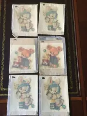 Vintage 6 Meyercord Decals,1950’s Nursery w/envelopes,bears, bunnies Brand New