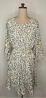 SPICY SUGAR LEOPARD PRINT DRESS, WAIST TIE, SIZE 12, NEW WITH TAGS