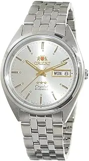 [ORIENT] #FAB0000AW Men's 3 Star Stainless Steel Day Date Silver Dial Automatic Watch, Silver, Automatic Watch