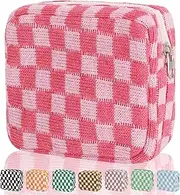 CekPo Sanitary Napkin Storage Bag, Menstrual Pad Zipper Bag Checkered Portable Period Bag Panty Liners, Tampon Storage Pouch for Teen Girls Women Ladies Daily Use Storage Purse Travel