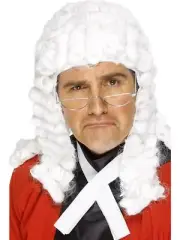 Adults Mens Judge's Wig Smiffys Halloween Fancy Dress Accessory - White