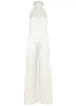 Galvan Sienna Wide-leg Satin Jumpsuit - White 42 (UK14 / L)