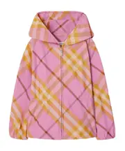 Burberry Kids Checked Hooded Jacket 14Y,10Y pink carnation